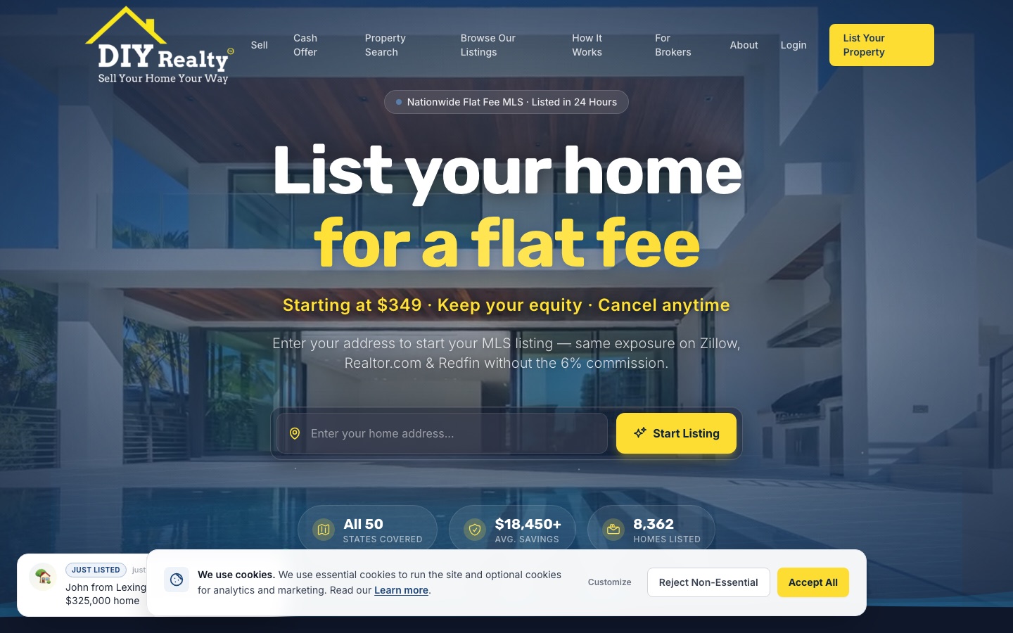 DIY Realty website homepage
