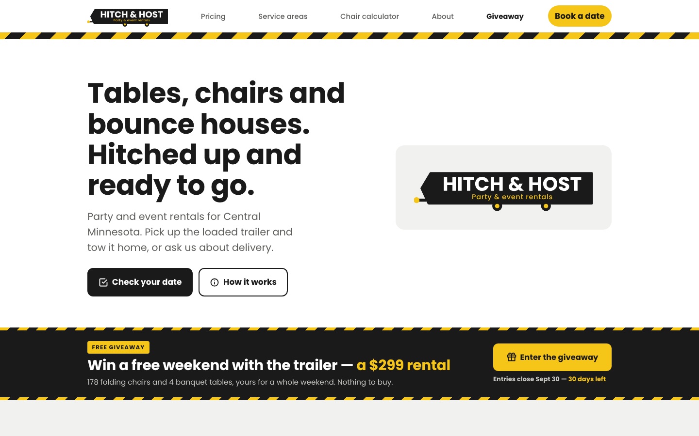 Hitch & Host website homepage