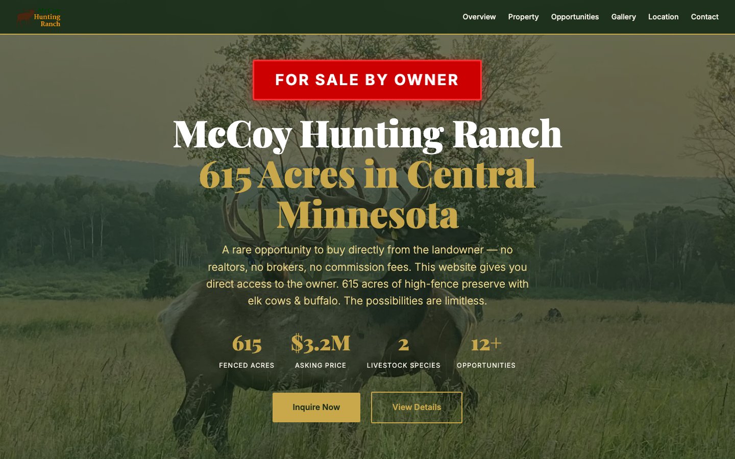 McCoy Hunting Ranch website homepage