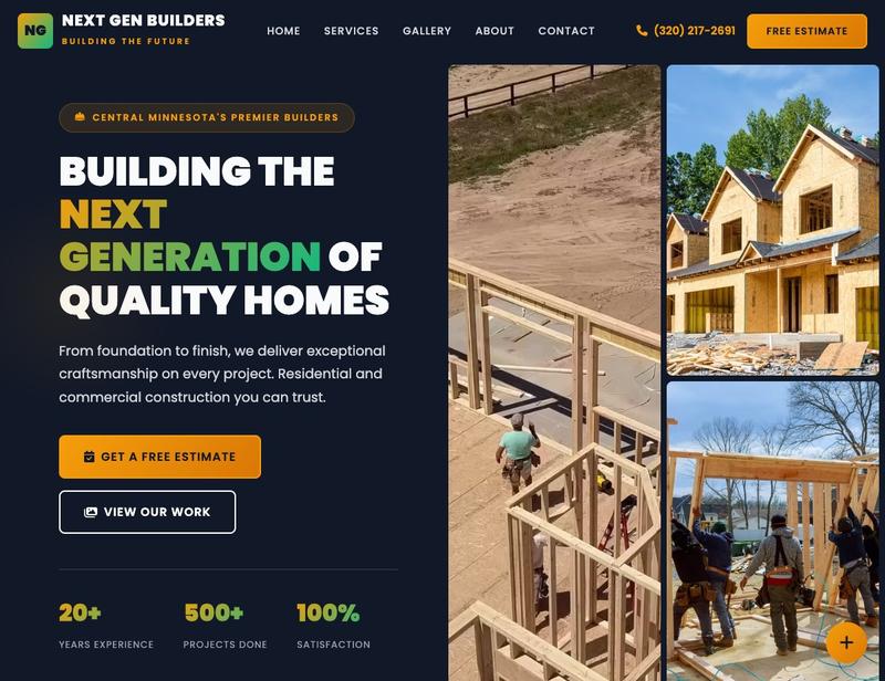 Next Gen Builders website homepage