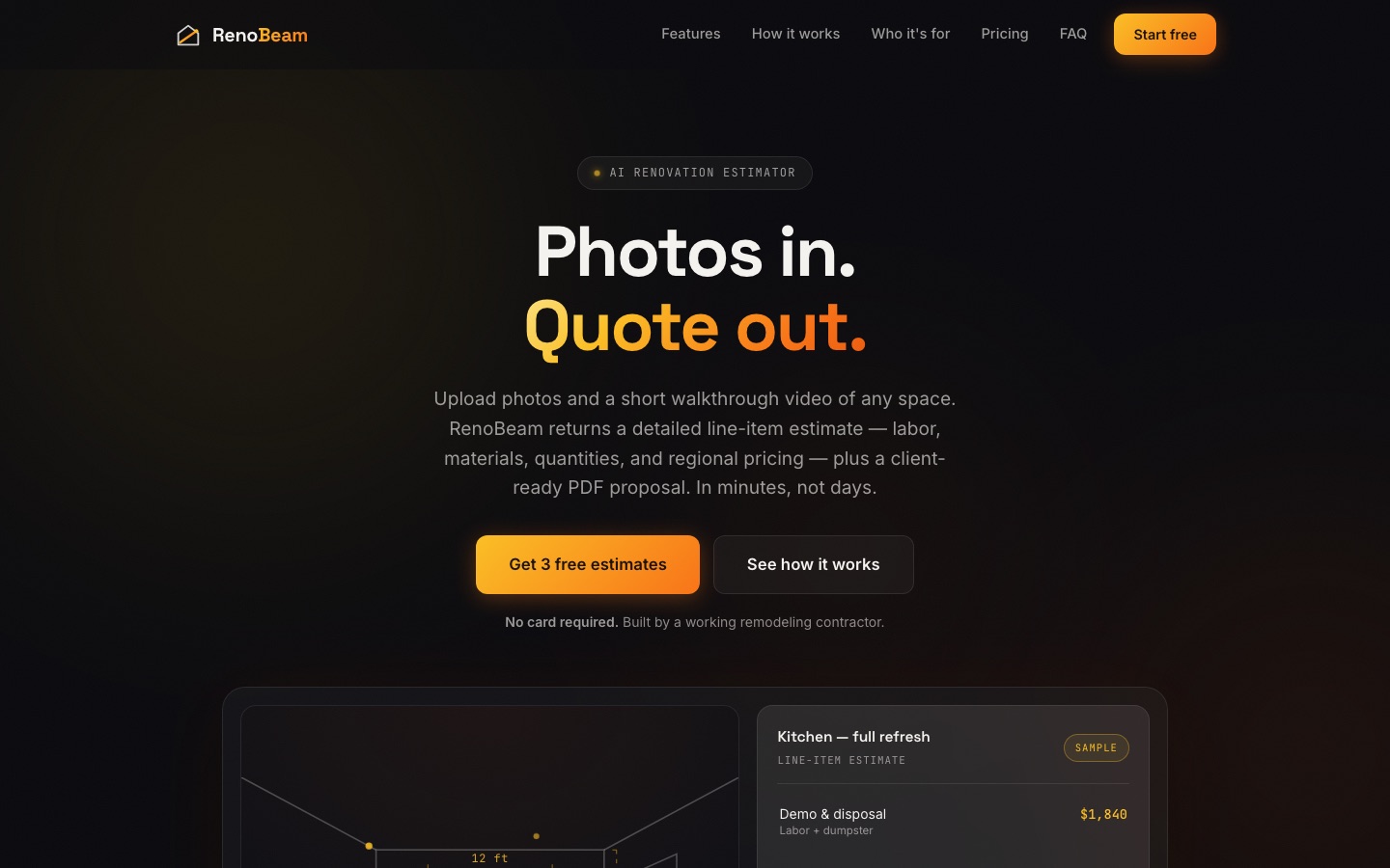 RenoBeam website homepage