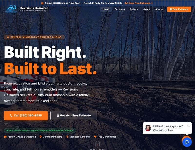 Revisions Unlimited website homepage