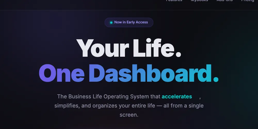 BizLifeOS website, home page