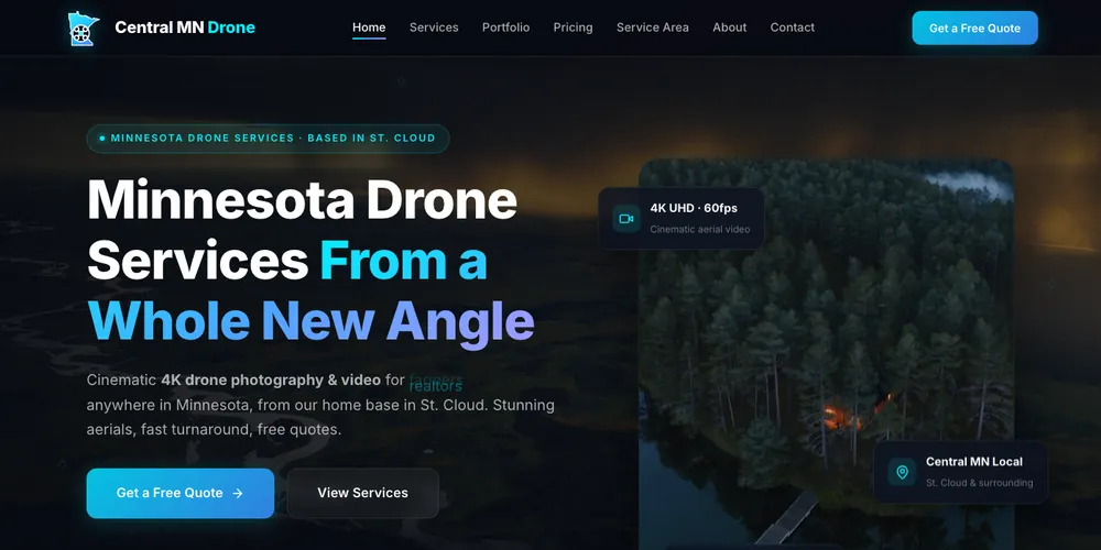 Central MN Drone website, home page