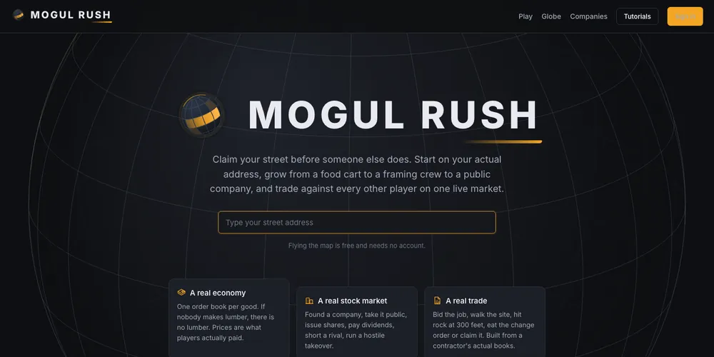 Mogul Rush website, home page