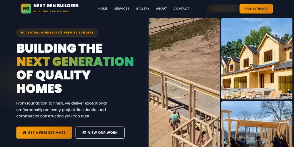 Next Gen Builders website, home page