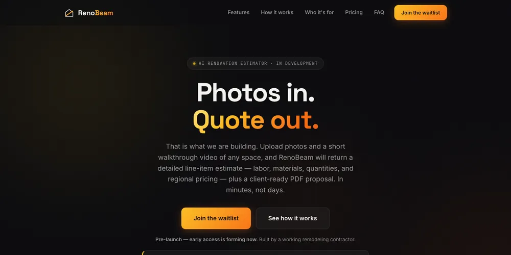 RenoBeam website, home page