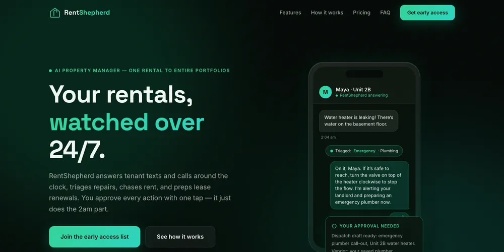 RentShepherd website, home page