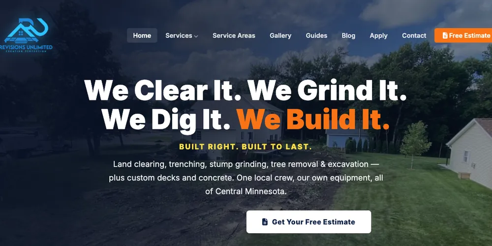Revisions Unlimited website, home page